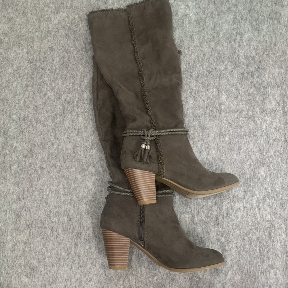 Sugar Twizle Women's Knee High Brown Faux Suede Boots Western Festival Size 7.5